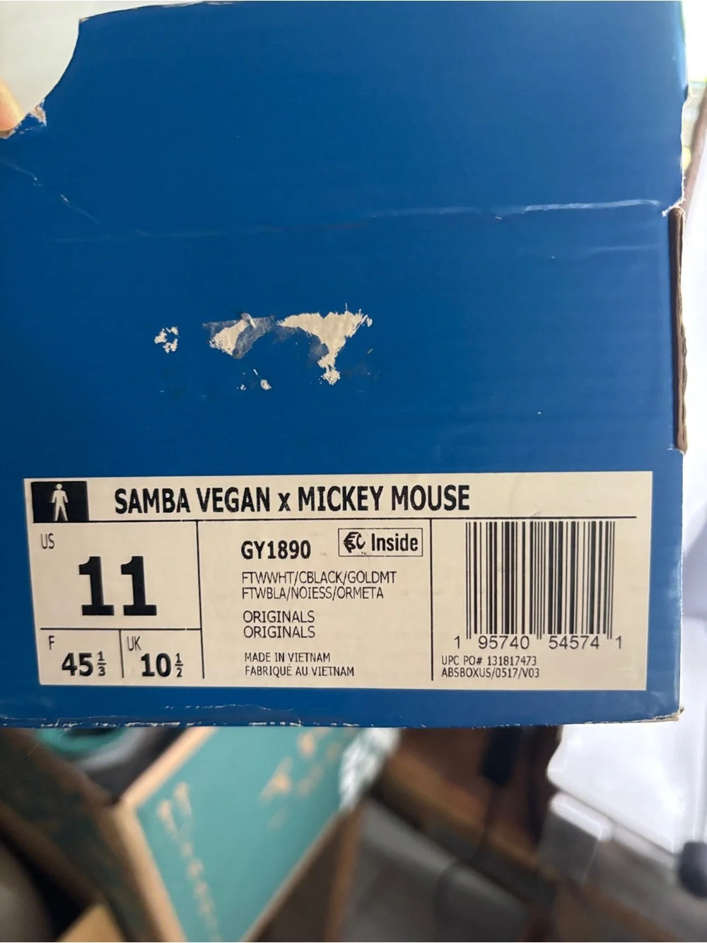 adidas Samba Vegan x Disney Minnie Mouse GY1890 Men’s 11 White Sneakers Box